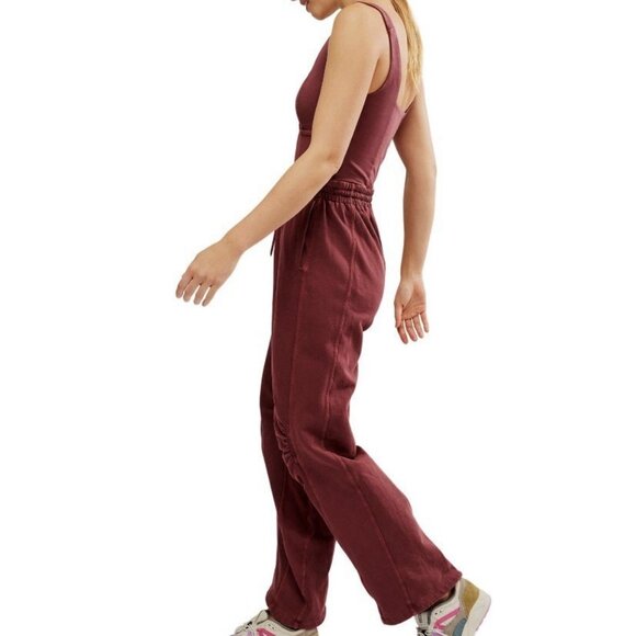 Free People Movement Sz Large Womens Crimson Red Inbound Romper Jumpsuit - Picture 14 of 16